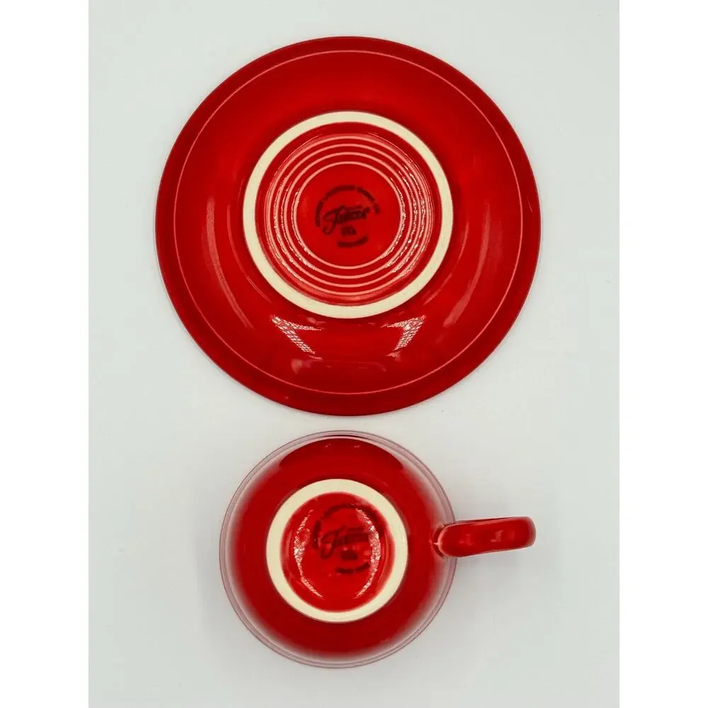Fiesta by Homer Laughlin Teacup and Saucer Set - Scarlet Red